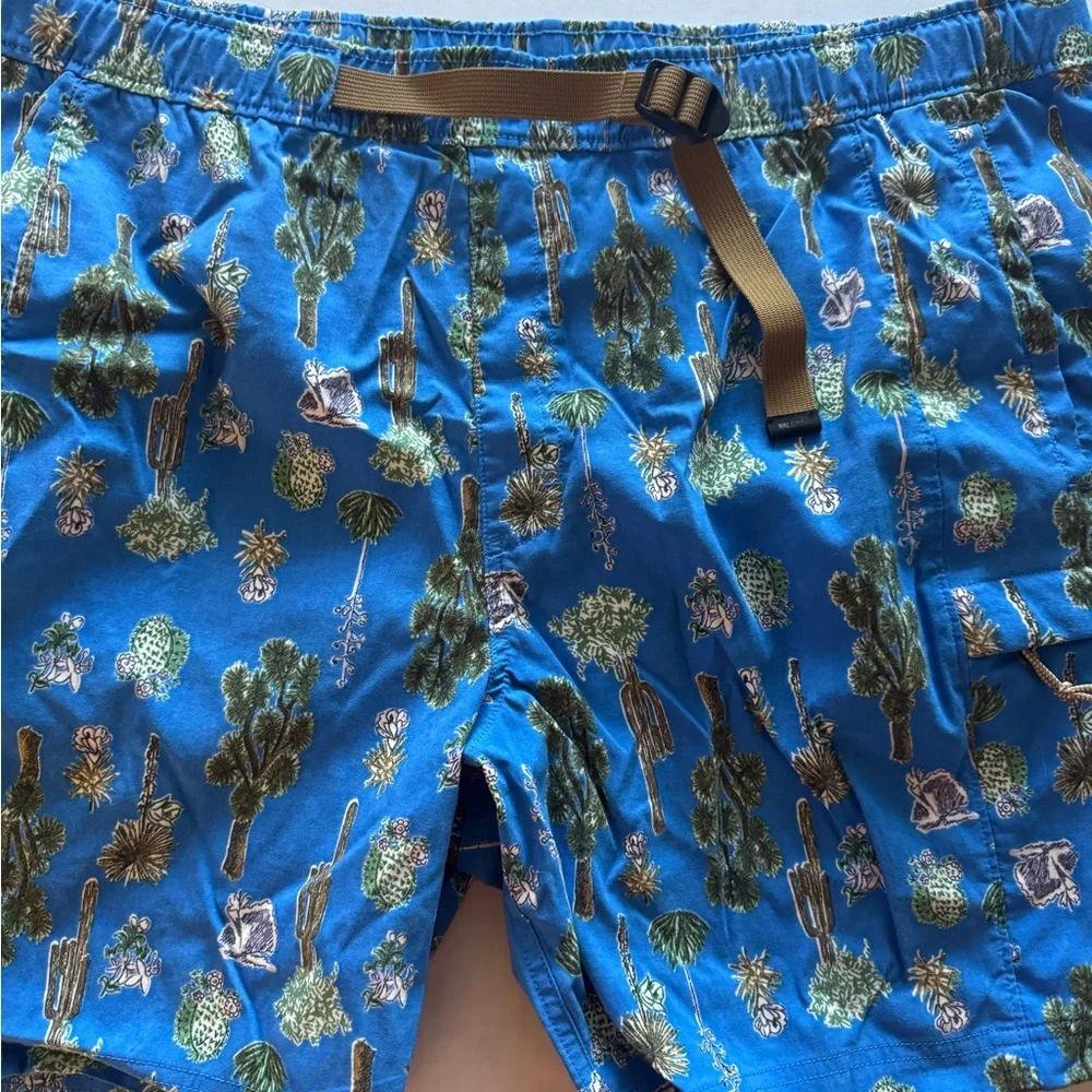 Rare The North Face 'Desert Cactus' AOP, Blue Shorts w/Adj Waist, Men's 2X #1104